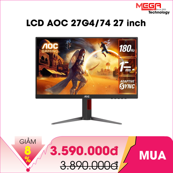 LCD AOC 27G4/74 27 inch (1920 × 1080) FHD IPS 180Hz 1ms ( HDMI, DP)