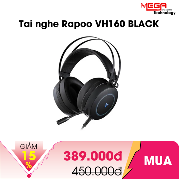 Tai nghe Gaming chụp tai Rapoo VH160 BLACK