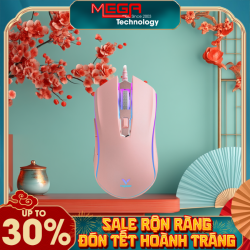 Chuột Có Dây Gaming Rapoo V25S màu hồng