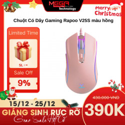 Chuột Có Dây Gaming Rapoo V25S màu hồng