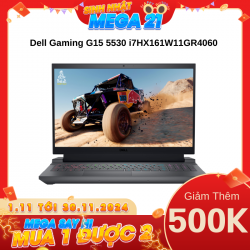 Laptop Dell Gaming G15 5530 i7HX161W11GR4060 Xám đen (Cpu i7-13650HX, Ram 16GB, SSD 1TB, Vga RTX 4060 8GB, 15.6 inch FHD 165Hz, Win 11, Office HS21)