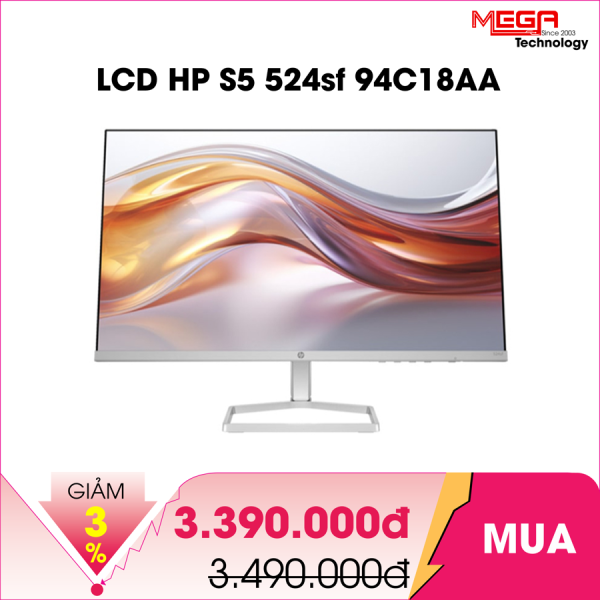 LCD HP S5 524sf 94C18AA 23.8 inch IPS FHD 100Hz 5ms Phẳng, lưng đen(HDMI, VGA)