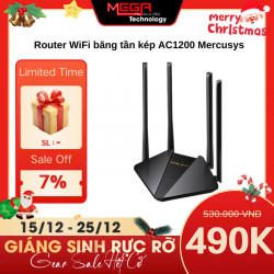 Router WiFi băng tần kép AC1200 Mercusys MR30G Full Gigabit