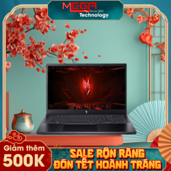 Laptop Acer Gaming Nitro V ANV15-51-53DM (NH.QN9SV.007) Đen ( Cpu i5-13420H, Ram 16GB(8gbx2), SSD 512GB, Vga RTX 3050 6GB, 15.6 inch FHD IPS 144Hz, Win 11,1Y)