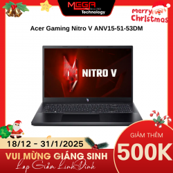 Laptop Acer Gaming Nitro V ANV15-51-53DM (NH.QN9SV.007) Đen ( Cpu i5-13420H, Ram 16GB(8gbx2), SSD 512GB, Vga RTX 3050 6GB, 15.6 inch FHD IPS 144Hz, Win 11,1Y)