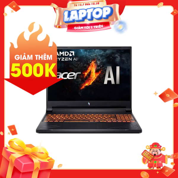 Laptop Acer Gaming Nitro V ANV16-41-R6ZY NH.QP2SV.002 Đen ( Cpu Ryzen 5 -8645HS, Ram 16GB, SSD 512GB, Vga RTX 3050 6GB, 16 inch WUXGA 165Hz,  Win 11)