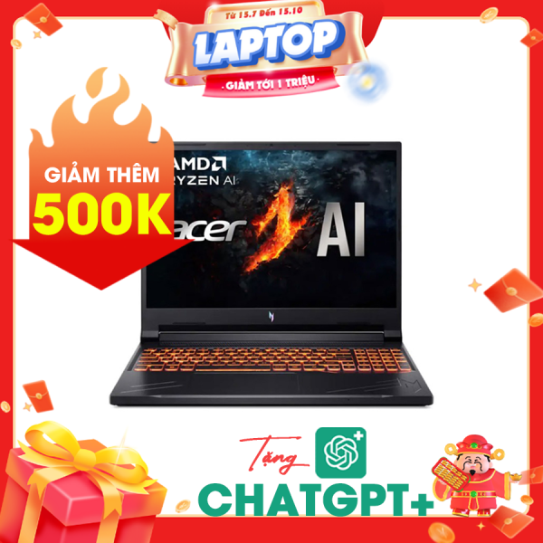 Laptop Acer Gaming Nitro V ANV16-41-R6ZY NH.QP2SV.002 Đen ( Cpu Ryzen 5 -8645HS, Ram 16GB, SSD 512GB, Vga RTX 3050 6GB, 16 inch WUXGA 165Hz,  Win 11)
