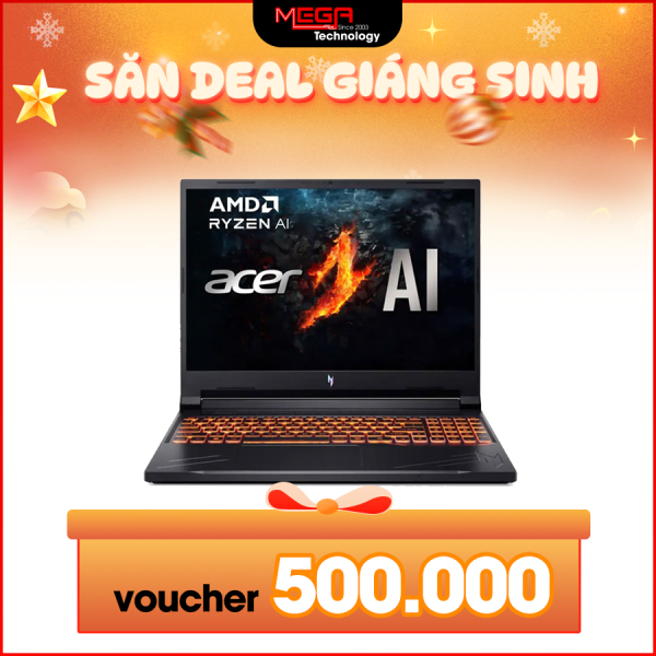 Laptop Acer Gaming Nitro V ANV16-41-R36Y NH.QP1SV.004 Đen ( Cpu Ryzen 7 -8845HS, Ram 16GB, SSD 512GB, Vga RTX 4050 6GB, 16 inch WUXGA 165Hz, Win 11)