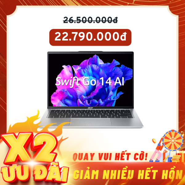 Laptop Acer Swift Go 14 SFG14-73-57FZ NX.KSGSV.001 Bạc ( Cpu Ultra 5- 125H, Ram 16Gb, SSD 512GB, 14 inch, 2.8K OLED, Win11SL, 1Y)