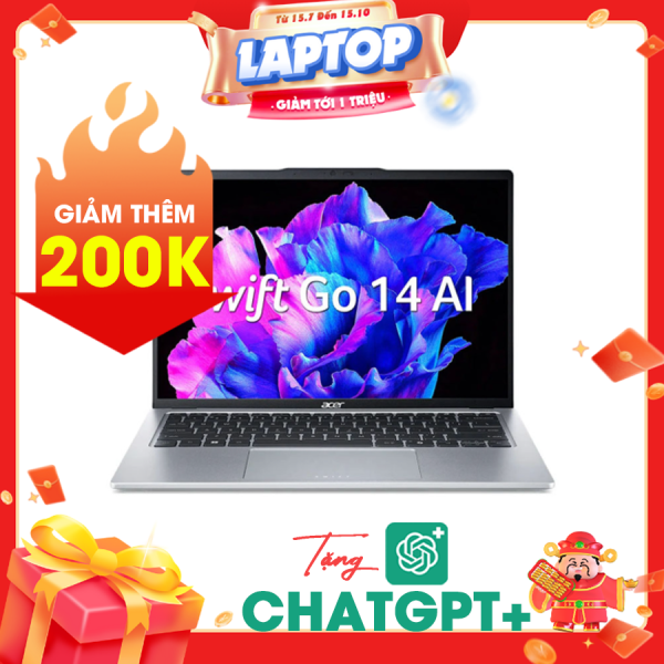 Laptop Acer Swift Go 14 SFG14-73-57FZ NX.KSGSV.001 Bạc ( Cpu Ultra 5- 125H, Ram 16Gb, SSD 512GB, 14 inch, 2.8K OLED, Win11SL, 1Y)