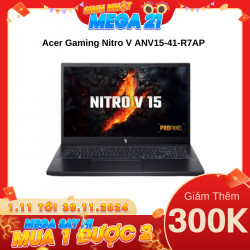 Laptop Acer Gaming Nitro V ANV15-41-R7AP NH.QPGSV.002 Đen ( Cpu Ryzen R5-7535HS, Ram 16GB(8gbx2), SSD 512GB, Vga RTX 2050 4GB, 15.6 inch FHD IPS 180Hz, Win11, 1Y)