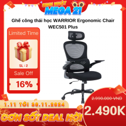 Ghế công thái học WARRIOR Ergonomic Chair - Hero series - WEC501 Plus Black