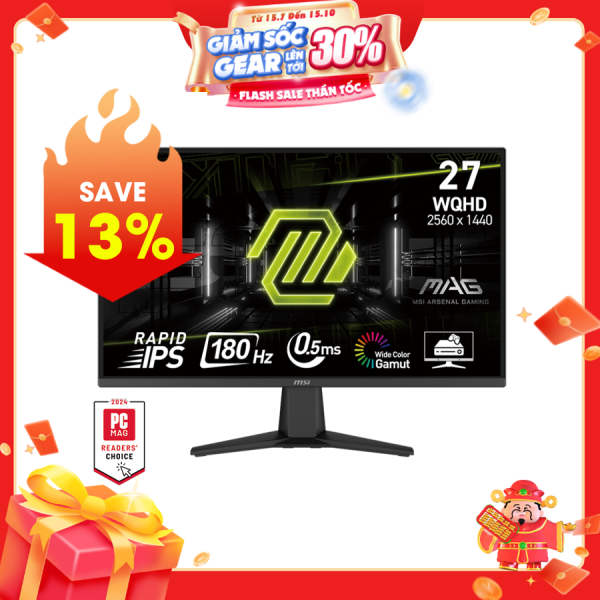 LCD MSI MAG 275QF 2K 27 inch WQHD IPS 180Hz 0.5ms phẳng (HDMI, DP)