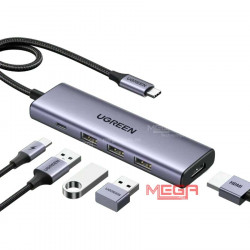 Bộ chuyển đổi USB-C sang USB-C + 3*USB 3.0+ HDMI hỗ trợ 4K Ugreen (15596)
