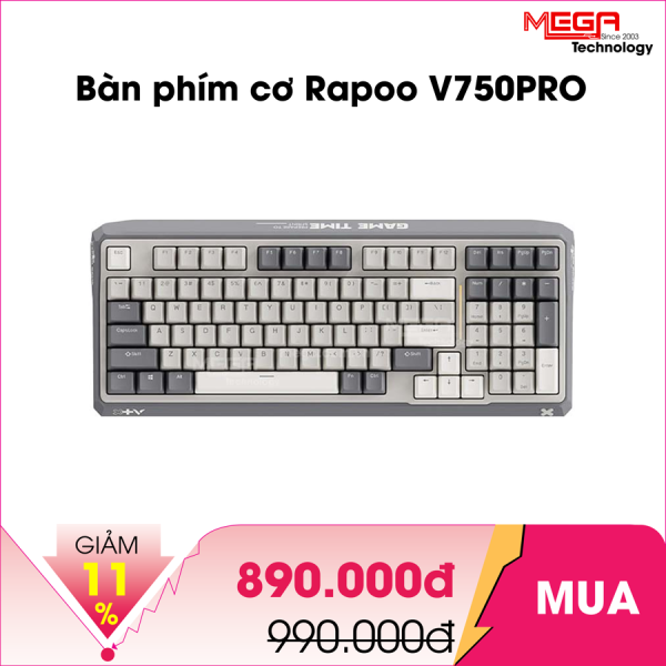 Bàn phím cơ gaming Rapoo V750PRO-98 Brown Grey Beige, Optical Red Switch, 12778