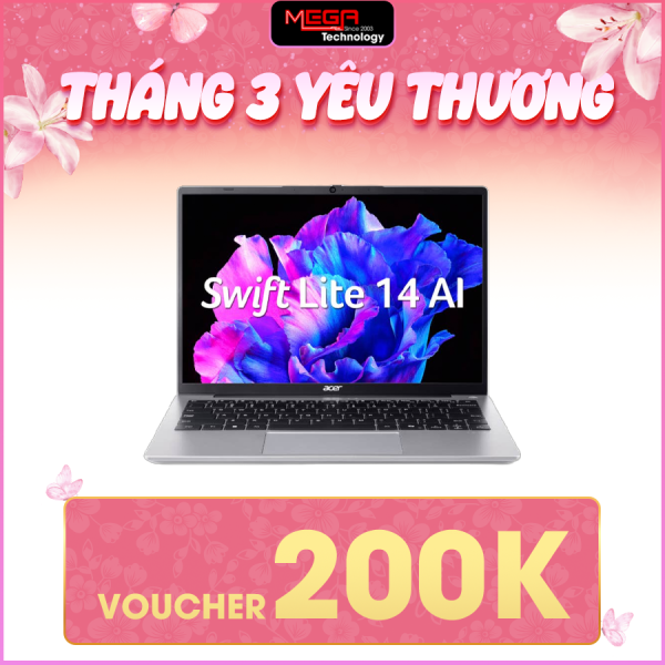 Laptop Acer Swift Lite 14 AI SFL14-51M-56HS NX.J1HSV.002 Bạc ( Cpu Ultra 5-125U, Ram 16GB ( 2x8gb), SSD 512GB, Vga Intel Graphics, 14 inch FHD+ 60Hz, Win 11, 1Y)