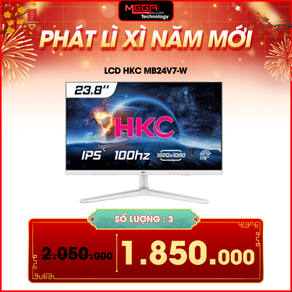LCD HKC MB24V7-W 24 inch FHD IPS 100Hz 5ms Trắng (VGA HDMI)