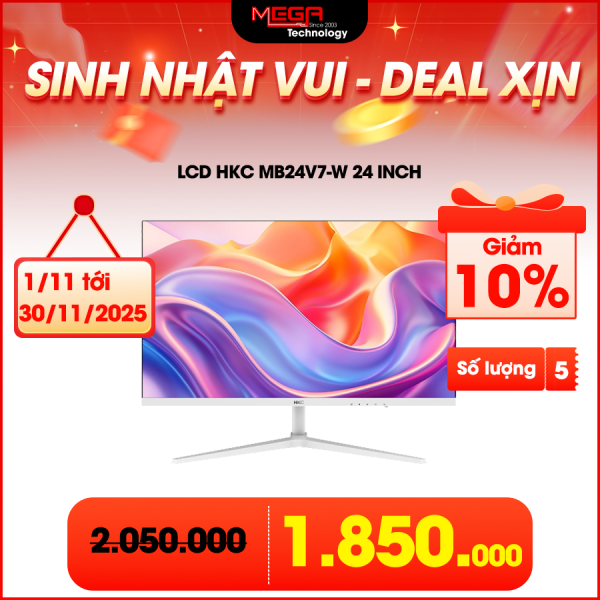 LCD HKC MB24V7-W 24 inch FHD IPS 100Hz 5ms Trắng (VGA HDMI)