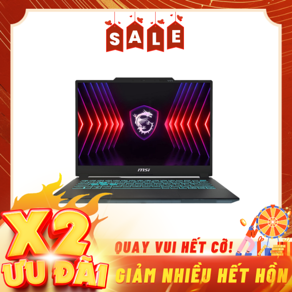 Laptop MSI Cyborg 14 A13VE 090VN Đen ( Cpu i7-13620H, Ram 16GB(8gbx2), SSD 512GB, Vga RTX 4050 6GB, 14 inch FHD+ IPS 144Hz, Win11, Balo, 2Y)