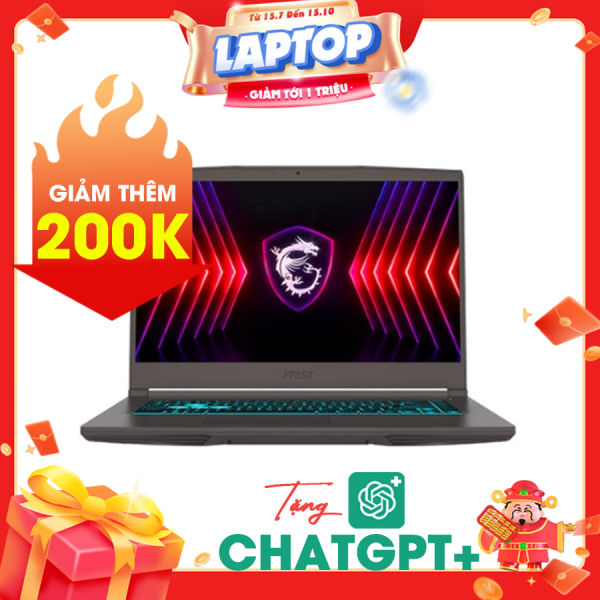 Laptop MSI Cyborg 14 A13VE 090VN Đen ( Cpu i7-13620H, Ram 16GB(8gbx2), SSD 512GB, Vga RTX 4050 6GB, 14 inch FHD+ IPS 144Hz, Win11, Balo, 2Y)