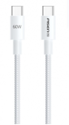 Cáp sạc Pisen Pro-Linen USB-C (C-C) PD 60W 1m (LH-CC-PD01-1000) Xám bạc