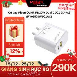 Củ sạc Pisen Quick PD20W Dual CD01-2(A+C) (RY01520W1C1AC)