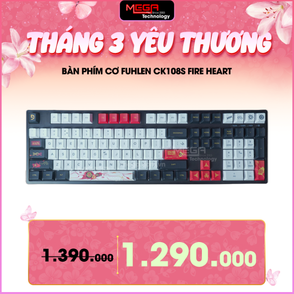 Bàn phím cơ Fuhlen CK108S Fire heart Coffe Switch