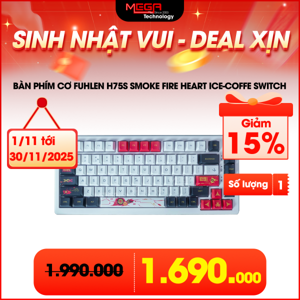 Bàn phím cơ Fuhlen H75S Smoke fire Heart ice-Coffe switch