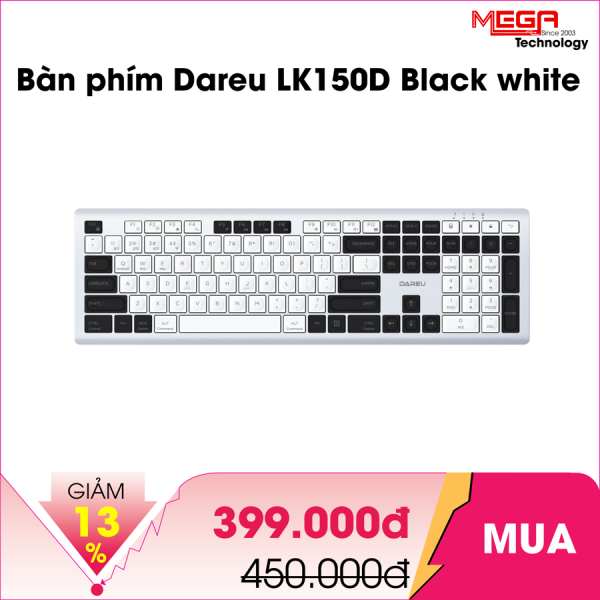 Bàn phím Không Dây Dareu LK150D Black white (Bluetooth, 2.4GHz)