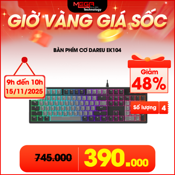 Bàn phím cơ có dây DAREU EK104 Grey - Black, dream switch