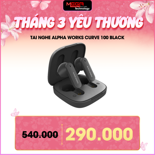 Tai nghe Bluetooth Alpha Works CURVE 100 Black (Bluetooth V5.4) (AW-CURVE)
