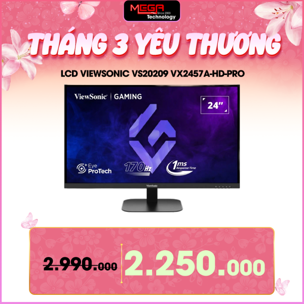 LCD ViewSonic VS20209 VX2457A-HD-PRO 23.8 Inch FHD (1920 x 1080)  IPS 170Hz 1ms ( HDMI, DP, 3.5mm Audio Out)