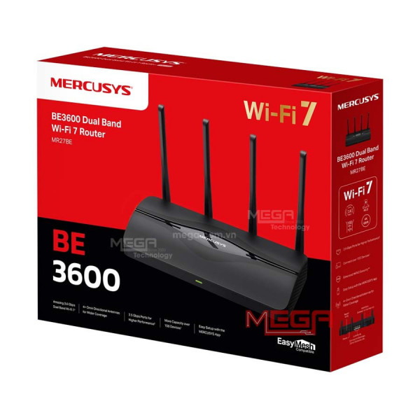 Bộ phát Wifi Mercusys MR27BE (3568 Mbps, Wifi 7, 2.4/5 GHz)