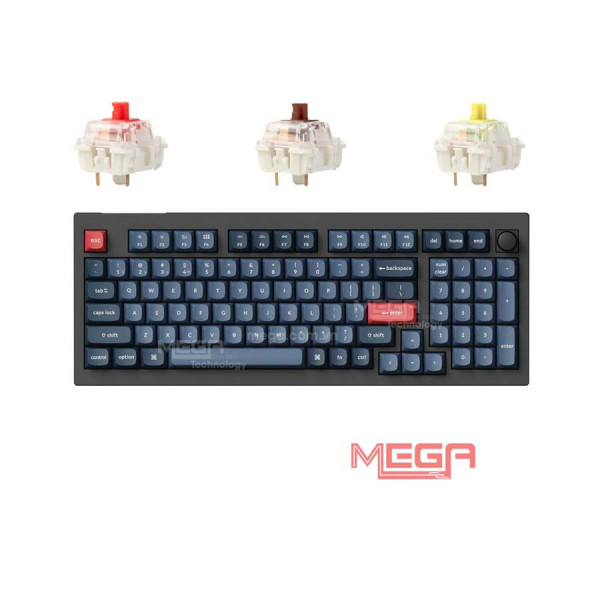 Bàn phím cơ không dây Keychron V5M-D1 V5 Max Swappable RGB Backlight Red Switch - Black - Knob Version