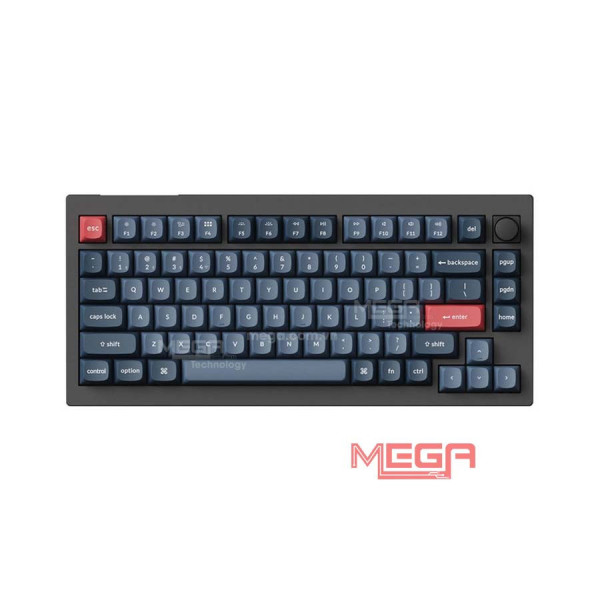 Bàn phím cơ không dây Keychron V1M-D1 V1 Max Swappable RGB Backlight Red Switch - Black - Knob Version