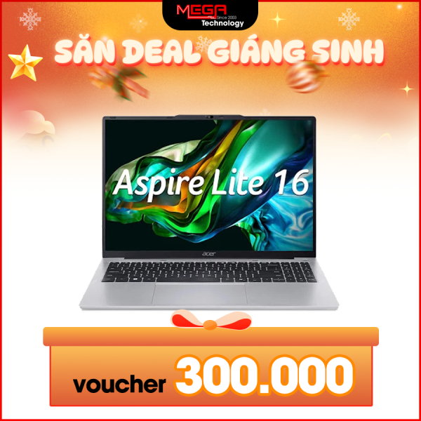 Laptop Acer Aspire Lite 16 Gen 2 AL16-52P-76DU NX.J2SSV.005 Bạc ( Cpu core i7-1355U, Ram 16GBx1, SSD 512GB, Vga Iris Xe Graphics, 16 inch WUXGA IPS 60Hz, Win11 Home, 1Y)