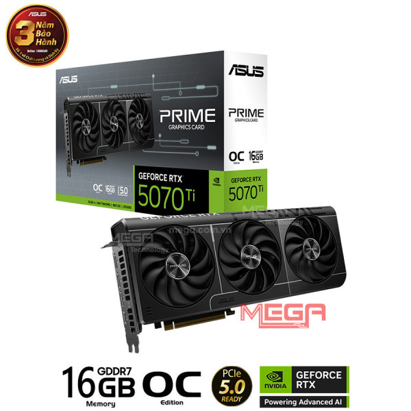 Vga Asus Prime GeForce RTX 5070 Ti 16GB GDDR7 OC Edition (PRIME-RTX5070TI-O16G)