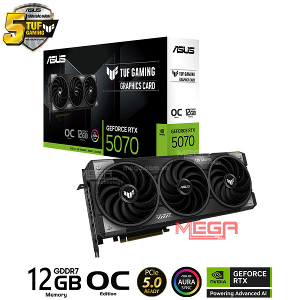 Vga Asus TUF Gaming GeForce RTX 5070 12GB GDDR7 OC Edition (TUF-RTX5070-O12G-GAMING)