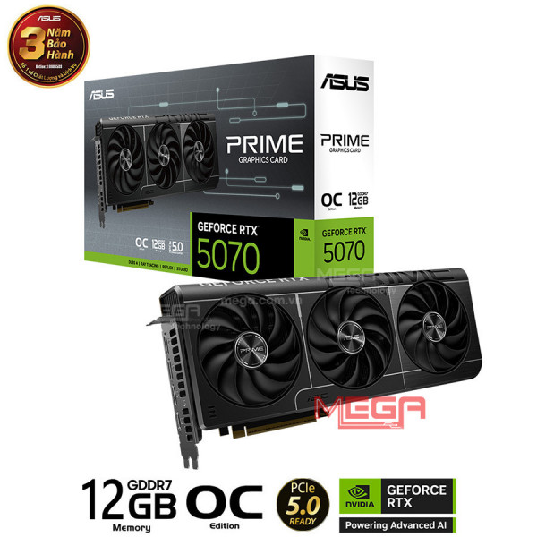 Vga Asus Prime GeForce RTX 5070 12GB GDDR7 OC Edition (PRIME-RTX5070-O12G)
