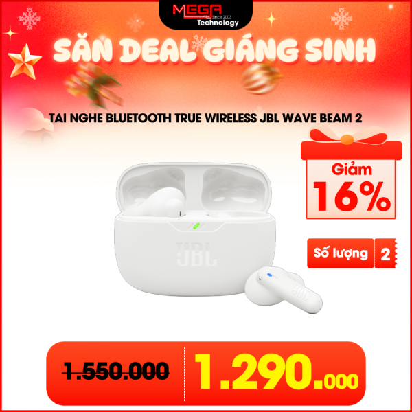 Tai nghe Bluetooth True Wireless JBL Wave Beam 2 Trắng (WBEAM2WHT)