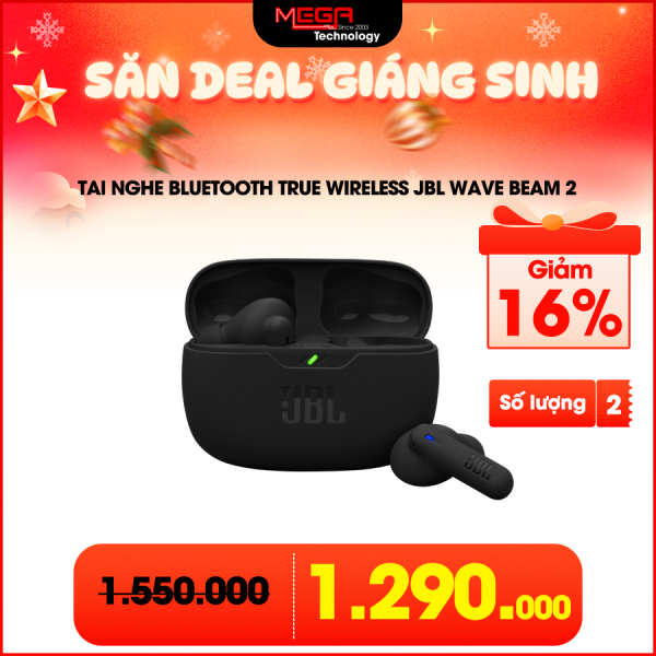 Tai nghe Bluetooth True Wireless JBL Wave Beam 2 Đen (WBEAM2BLK)