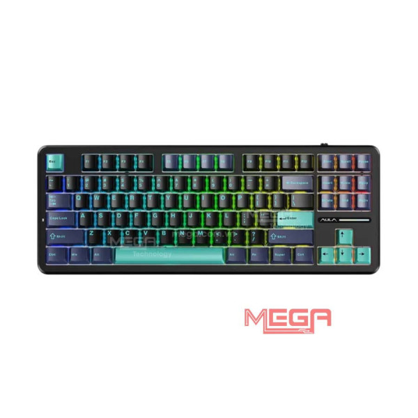 Bàn phím Gaming không dây AULA 3 mode F87 Pro xanh đậm, đen, xanh cổ vịt, Grey Wood V4 Switch