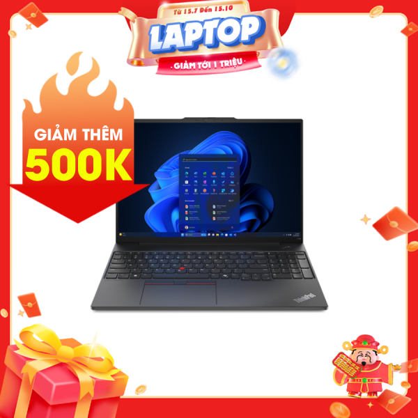 Laptop Lenovo ThinkPad E16 GEN 2-21MA004AVA Đen ( Cpu Ultra 5 125H, Ram 16GB ( 2x8gb), SSD 512GB, Vga ntegrated Intel Arc Graphics, 16 inch WUXGA, Finger Print, NoOS, Vỏ nhôm,2Y)