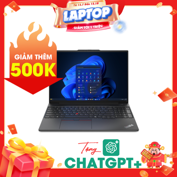 Laptop Lenovo ThinkPad E16 GEN 2-21MA004AVA Đen ( Cpu Ultra 5 125H, Ram 16GB ( 2x8gb), SSD 512GB, Vga ntegrated Intel Arc Graphics, 16 inch WUXGA, Finger Print, NoOS, Vỏ nhôm,2Y)