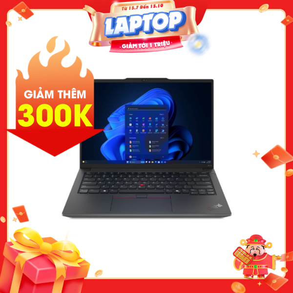 Laptop Lenovo ThinkPad E14 Gen 5 21JK00PFVA Đen ( Cpu i7-1355U, Ram 16GB, SSD 512GB, Vga Intel Iris Xe Graphics, 14 inch WUXGA IPS, Finger Print, NoOS, 2Y)