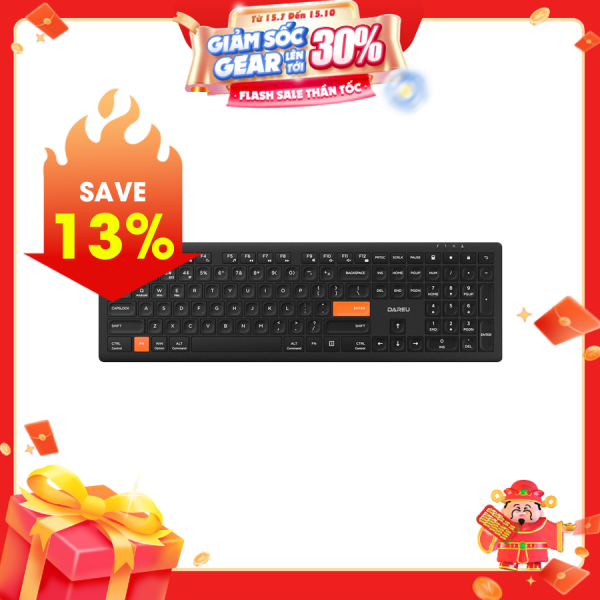 Bàn phím Không Dây Dareu LK150D Black - Orange (Bluetooth, 2.4GHz)