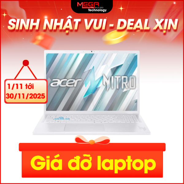 Laptop Acer Gaming Nitro Lite 16 NL16-71G-71UJ NH.D59SV.002 Trắng ( Cpu i7-13620H, Ram 16gb ( 2x8gb) , SSD 512gb , Vga NVIDIA GeForce RTX 3050 6GD6, 16 inch FHD IPS 165Hz, Win 11H, 1Y)