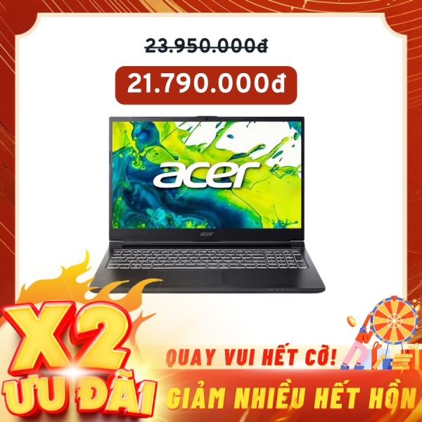 Laptop Acer Gaming Aspire 7 A715-59G-73LB NH.QX6SV.002  Đen ( Cpu i7-12650H, Ram 16gb, SSD 512gb, Vga NVIDIA  GeForce RTX 3050 6GD6, 15.6 Inch FHD IPS 144Hz, Win 11H, 1Y)