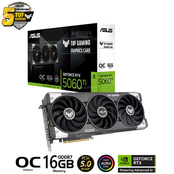 Vga ASUS TUF Gaming GeForce RTX 5060 Ti 16GB GDDR7 OC Edition (TUF-RTX5060TI-O16G-GAMING)