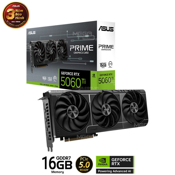 Vga ASUS PRIME GeForce RTX 5060 Ti 16GB GDDR7 (PRIME-RTX5060TI-16G)